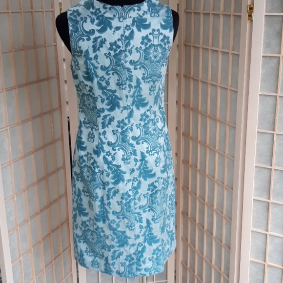 Blue jacquard lined sleeveless sheath dress 6 - Picture 4 of 7